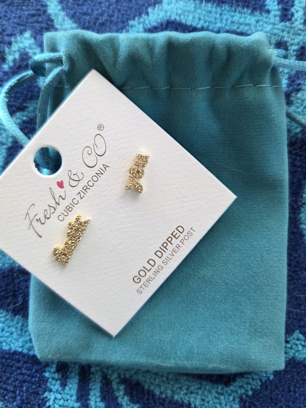 Fresh & Co Gold Dipped Cubic Zirconia Earrings